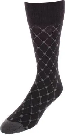 Trafalgar Store Ciel Diamon Patterned Mid-Calf Merino Wool Socks in Black And Charcoal at Nordstrom