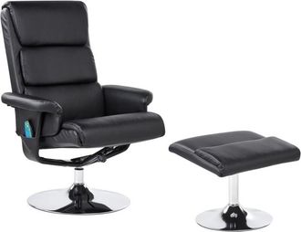 Beliani Beliani - Modern Massage Office Chair Heated Black Faux Leather Reclining Footstool Legend