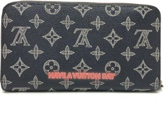 Louis Vuitton Black Navy Red Color Canvas Long Wallet (Bi-Fold) (Pre-Owned)