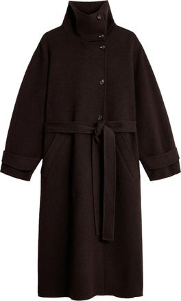 SOEUR James High Stand Collar Belted Knee-Length Coat