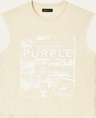 Purple Mens Textured Muscle T-Shirt
