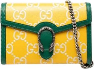 Gucci Pre-owned Bicolor Lederen Crossbody Tas - Dames - Vintage Schoudertas - Geel - ONE Size - Leer - Vintage
