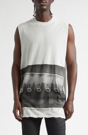 Rick Owens Jumbo Graphic Cotton Muscle Tee in Milk Wash/Black at Nordstrom, Size X-Large