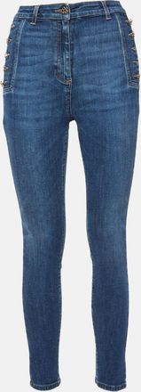Elisabetta Franchi Blue Denim Button Detail Jeans M Waist