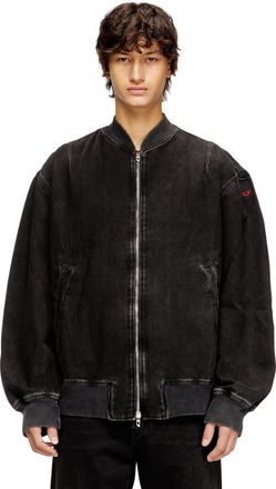 Diesel Bomber jacket in clean-wash denim - Denim Jackets - Man - Black