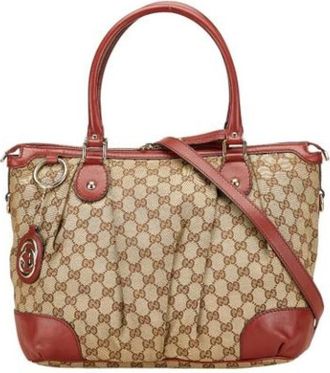 Gucci Pre-owned Handbags, female, Beige, Size: ONE SIZE Pre-owned Vintage Canvas Handbag