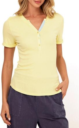 Threads 4 Thought Akia Feather Rib T-Shirt in Lemonade/High Tide at Nordstrom, Size Xx-Large