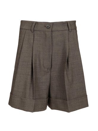 P.A.R.O.S.H. P. A.R. O.S. H.-Wool Blend Pleated Shorts Trousers Grey-Donna