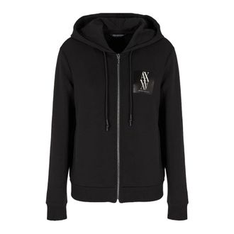 A|X Armani Exchange Zwarte hoodie met ritssluiting zakken - Dames - Vesten met rits - Zwart - XS - Hoodies & sweatvesten