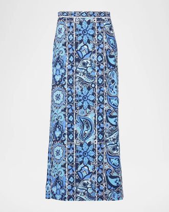Lilly Pulitzer Sanders Paisley Stretch-Cotton Maxi Skirt