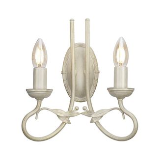 Netlighting Olivia 2 Light Indoor Candle Wall Light Gold Ivory E14 in White