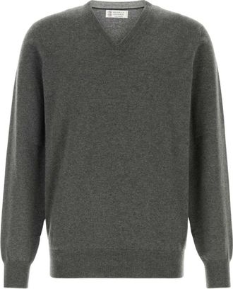 Brunello Cucinelli V-neck Truien - Heren - V-hals truien - Grijs - L - Truien & Vesten