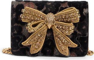 Kurt Geiger Extra Small Shoreditch Crystal Bow Crossbody Bag in Black/Brown at Nordstrom Rack