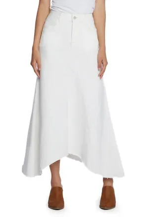 Wash Lab Denim Selma Pieced Asymmetric Denim Maxi Skirt in Stone White at Nordstrom, Size 28