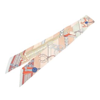 Herm&egrave;s Pre-owned Scarves, female, Beige, Size: ONE SIZE Pre-owned Brides et Gris-Gris Twilly Scarf
