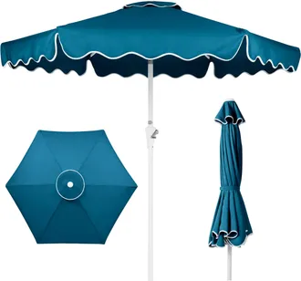 Best Choice Products 7.5ft Patio Market Umbrella with Wavy Trim, Fade-Resistant, Crank & Tilt, Wind Vent