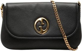 Gucci Pre-owned Vintage Double G Flap Schoudertas - Dames - Vintage Schoudertas - Zwart - ONE Size - Leer - Vintage