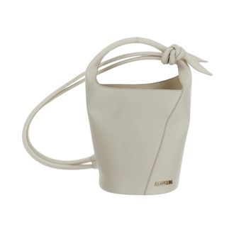Jacquemus Tassen, Dames, Beige, ONE Size, Leer, Le Petit Tourni Leren Tas