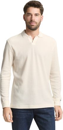 Tom Tailor Langarm-Poloshirt TOM TAILOR, Herren, Gr. XXL, gardenia wei&szlig;, Web, Obermaterial: 60% Baumwolle, 40% Polyester, unifarben, regular fit normal, ohne Aus