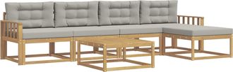 vidaXL Conjunto De Sof&aacute;s De Exterior 6 Uds. Blanco Y Gris Claro Vidaxl
