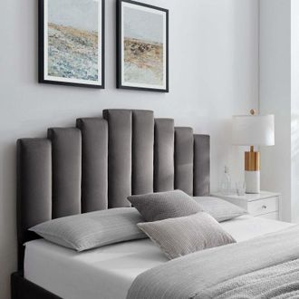 Casa cade Black Plush Super King 30 inch Strutted Headboard