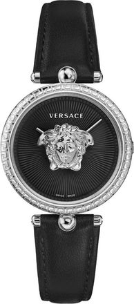 Versace Palazzo 34Mm - Dames - Horloges - Zwart - ONE Size - Leer - Accessoires