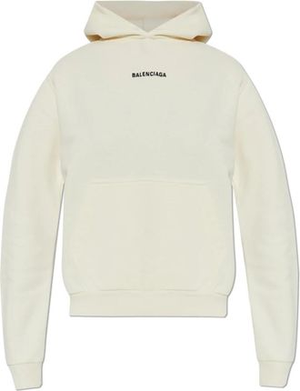 Balenciaga Sweatshirt met Geborduurd Logo - Dames - Hoodies - Beige - XS - Katoen - Hoodies & sweatvesten