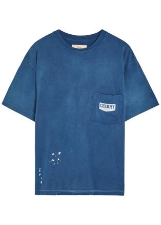 Cherry Los Angeles Chevron Boxy Paint-splatter Cotton T-shirt - Navy - XL