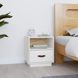 vidaXL Comodino Bianco 40x34x45 Cm In Legno Massello Di Pino - Vidaxl