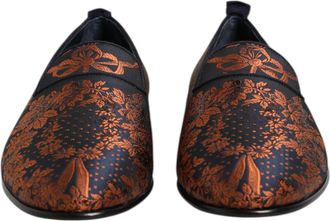 Dolce & Gabbana Black Jacquard Polyester Slip On Loafers Mens Shoes