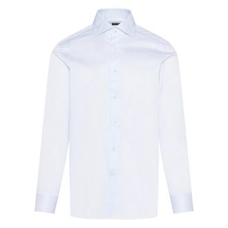 Ermenegildo Zegna Overhemden, Heren, Blauw, 3Xl, Katoen, Klassiek katoenen overhemd gemaakt in Italië