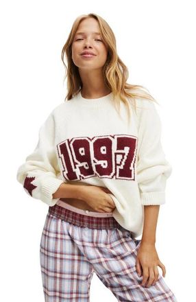 Cotton On Womens Chunky Knitted Jumper in Coconut Milk 1997 Star at Nordstrom, Size X-Small