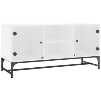 vidaXL Vidaxl - Mueble De Tv Con Puertas De Vidrio Blanco 102x37x50 Cm
