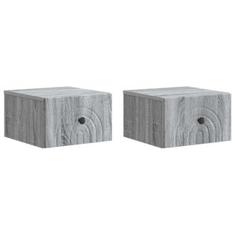 vidaXL Mesita De Noche De Pared 2 Pcs Gris Sonoma 33 X 34,5 X 20 Cm Vidaxl