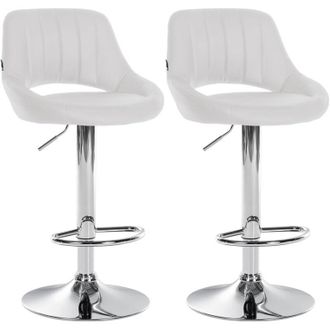 Clp Set da 2 sgabelli da bar Milet in similpelle bianco Metallo in look cromato