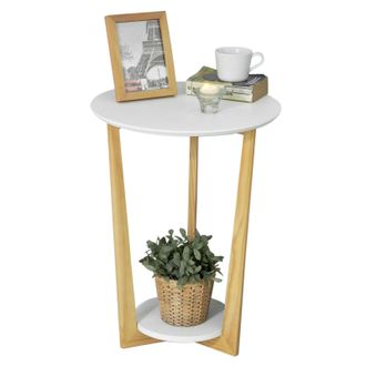 SoBuy Mesa Auxiliar Con 2 Estantes Mesita De Noche Mesa De Caf&eacute; Mesa De Centro Consola H60 Cm Fbt52-wn Sobuy Es