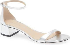 Stuart Weitzman Nudist Block Heel Sandal in Silver at Nordstrom Rack, Size 6