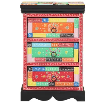 Berkfield Home Multicolored Drawer Cabinet - 40x40x60 cm Solid Mango Wood | Size: 40 x 40 x 60 cm