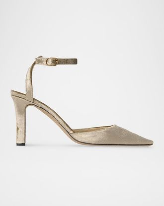 The Row Carla Velvet Ankle-Strap Pumps