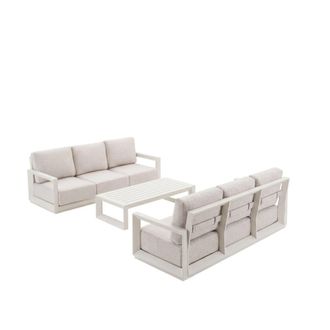Kerama Conjunto de jard&iacute;n 6 plazas de aluminio beige