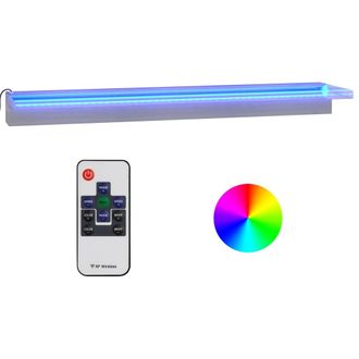 vidaXL Fuente Cascada Con Led Rgb Acero Inoxidable 90 Cm Vidaxl