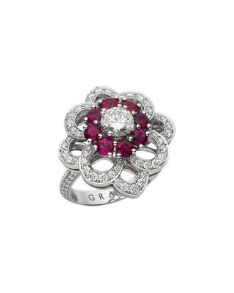 GRAFF Platinum 3.20 ct. tw. Diamond & Ruby Cocktail Ring (Authentic Pre-Loved)