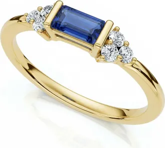 Pompeii3 1/3Ct Thin Sapphire Diamond Stackable Wedding Ring 14k Gold Lab Grown