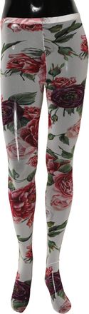 Dolce & Gabbana Womens White Nylon Floral Print Tights Stockings Socks Clothing
