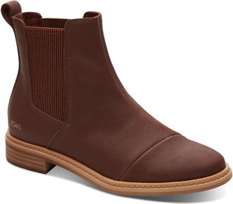 Toms Charlie Chelsea Bootie Womens Chestnut Leather Pull-On Round Toe HTAT487
