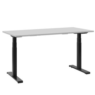 Beliani Beliani - Escritorio Ajustable El&eacute;ctricamente Tablero Gris Estructura De Acero Con Recubrimiento De Polvo Negro 130 X 72 Cm Moderno Destin Ii