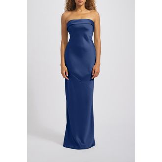 Amsale Strapless Bias-Cut Gown in French-Blue at Nordstrom, Size 14