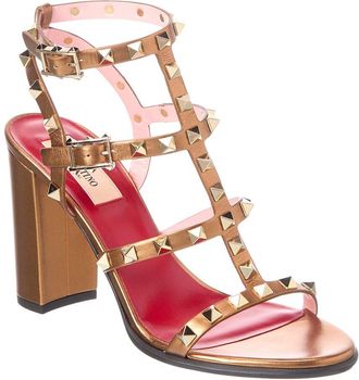 Valentino Rockstud Caged 90 Leather Ankle Strap Sandal
