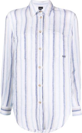 Fay vertical-stripe print linen shirt - women - Linen/Flax - L - White
