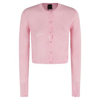 Pinko Cardigans, female, Pink, Size: L Crochet Lurex Cardigan